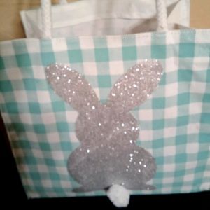 Marlo Lorenz burlap tote Easter bag. New